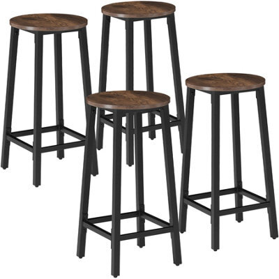 Tectake Bar Stools Corby - Industrial Wood Dark, Rustic, Set Of 4 - image 1