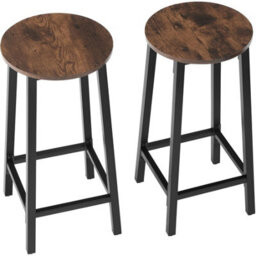 Tectake Bar Stools Corby - Industrial Wood Dark, Rustic, Set Of 4 - thumbnail 8