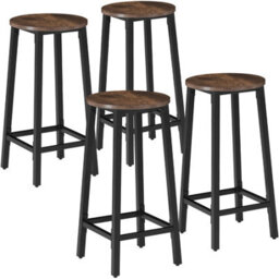 Tectake Bar Stools Corby - Industrial Wood Dark, Rustic, Set Of 4 - thumbnail 1