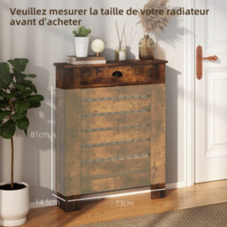 Homcom Radiator Cover With Drawer, Horizontal Slat, 78Cm, Rustic Brown - thumbnail 8
