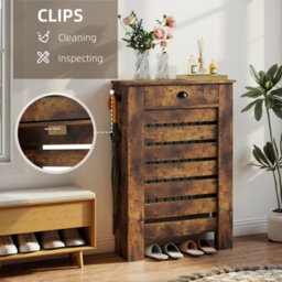 Homcom Radiator Cover With Drawer, Horizontal Slat, 78Cm, Rustic Brown - thumbnail 6