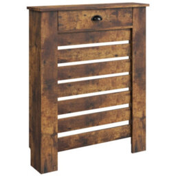 Homcom Radiator Cover With Drawer, Horizontal Slat, 78Cm, Rustic Brown - thumbnail 2