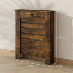 Homcom Radiator Cover With Drawer, Horizontal Slat, 78Cm, Rustic Brown - thumbnail 3