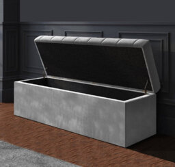 180Cm Sd Ottoman Storage Box, Grey Velvet Upholstered Chesterfield Storage Ottoman Box - thumbnail 2