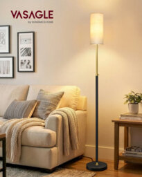 Vasagle Led Floor Lamp, Standing Lamp With Fabric Shade, 3 Colour Temperatures, Foot Switch, 25 X 25 X 148 Cm, Black - thumbnail 2