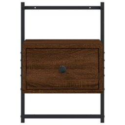Berkfield Bedside Cabinet Wall-Mounted Brown Oak 35X30X51 Cm Engineered Wood - thumbnail 5