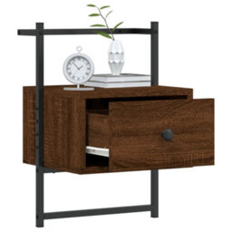 Berkfield Bedside Cabinet Wall-Mounted Brown Oak 35X30X51 Cm Engineered Wood - thumbnail 3