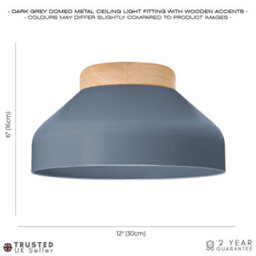 Happy Homewares Contemporary Scandinavian Designed Semi Flush Ceiling Light In Charcoal Grey - thumbnail 4