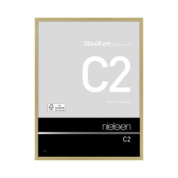 Nielsen C2 Brushed Gold Aluminium Picture Frame 30X40Cm - With Float Glass And Push/turn Clips