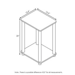 Walplus Turn-N-Tube End Tables, Set Of 2, French Oak Grey With Black Frame