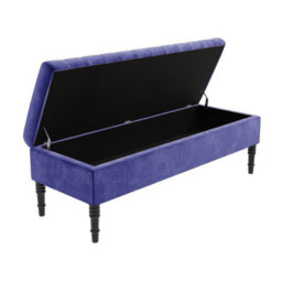 Safar 120Cm Ottoman Storage Bench - Naples Shoe Bench - Blue Lined Upholstery Storage Footstool - thumbnail 5