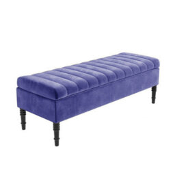 Safar 120Cm Ottoman Storage Bench - Naples Shoe Bench - Blue Lined Upholstery Storage Footstool - thumbnail 4