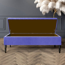 Safar 120Cm Ottoman Storage Bench - Naples Shoe Bench - Blue Lined Upholstery Storage Footstool - thumbnail 2