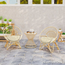 Outsunny Outdoor Seat Cushions Set Of 2, Tufted Round Chair Pads, Beige - thumbnail 8
