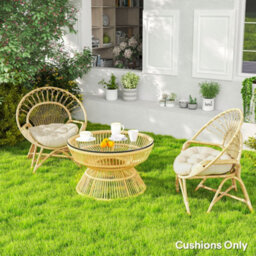 Outsunny Outdoor Seat Cushions Set Of 2, Tufted Round Chair Pads, Beige - thumbnail 1