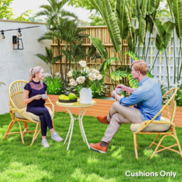 Outsunny Outdoor Seat Cushions Set Of 2, Tufted Round Chair Pads, Beige - thumbnail 7