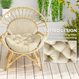 Outsunny Outdoor Seat Cushions Set Of 2, Tufted Round Chair Pads, Beige - thumbnail 6