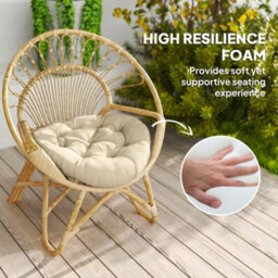 Outsunny Outdoor Seat Cushions Set Of 2, Tufted Round Chair Pads, Beige - thumbnail 4