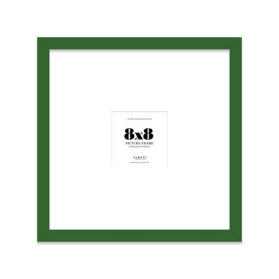 "8X8"" Green Picture Frame - 8X8"" Square Frame With 4X4"" Mount For 8X8""/4X4"" Pictures Moderrn Style Thin Edge, 1 Pack" - image 1
