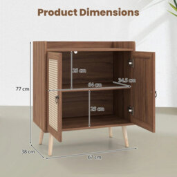 Boho Rattan Sideboard Cabinet With 2 Doors - thumbnail 2