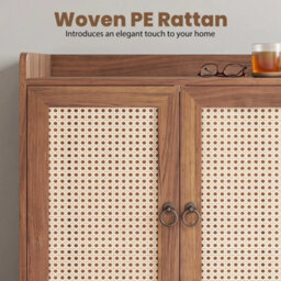 Boho Rattan Sideboard Cabinet With 2 Doors - thumbnail 3