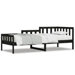 Berkfield Day Bed Black 80X200 Cm Solid Wood Pine - thumbnail 2