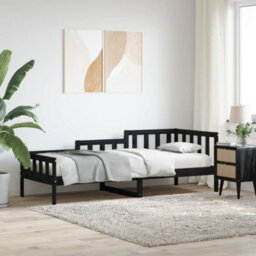 Berkfield Day Bed Black 80X200 Cm Solid Wood Pine - thumbnail 1