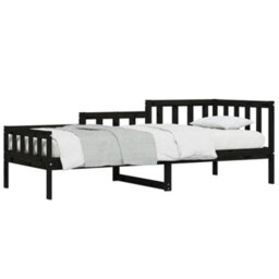 Berkfield Day Bed Black 80X200 Cm Solid Wood Pine - thumbnail 3