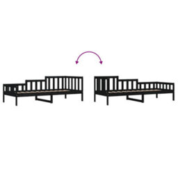 Berkfield Day Bed Black 80X200 Cm Solid Wood Pine - thumbnail 8