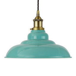 Duck Egg Blue St Edmund's Painted Dome Pendant Light With Matt Antique Brass Lamp Holder And Black Twisted Cable - Se Home