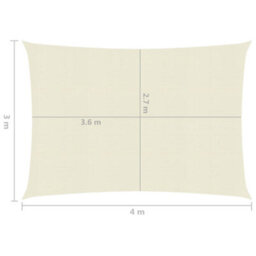 Berkfield Sunshade Sail 160 G/m2 Cream 3X4 M Hdpe - thumbnail 6