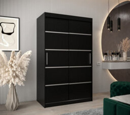 Arte Verona 01 Contemporary 2 Sliding Door Wardrobe 5 Shelves 2 Rails Black Matt (H)2000mm (W)1200mm (D)620mm - thumbnail 2