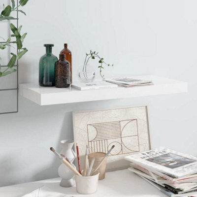 Berkfield Floating Wall Shelf High Gloss White 60X23.5X3.8 Cm Mdf - image 1