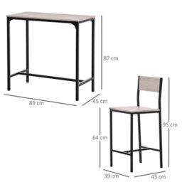 Wyld Haus Riel 3-Piece Industrial Breakfast Bar Set With 1 Rectangular Table And 2 Stools, Natural Wood Finish And Black Frame - thumbnail 3