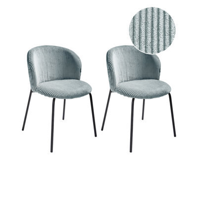 Beliani Set Of 2 Dining Chairs Miles Corduroy Light Blue - image 1