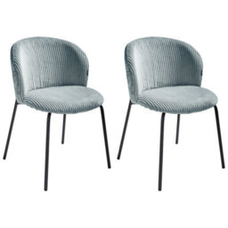 Beliani Set Of 2 Dining Chairs Miles Corduroy Light Blue - thumbnail 4