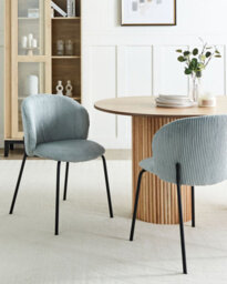 Beliani Set Of 2 Dining Chairs Miles Corduroy Light Blue - thumbnail 2