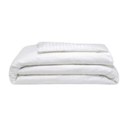 Belledorm 540 Thread Count Satin Stripe Duvet Cover Set White (Double) - thumbnail 1