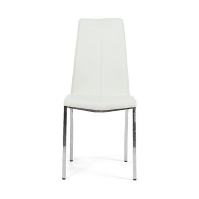 Furniture 48 Marco Ivory White Faux Leather Dining Chairs (Pair)