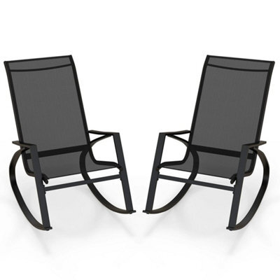 2 Pieces Outdoor Sling Fabric Rockers Patio Rocking Chairs - image 1