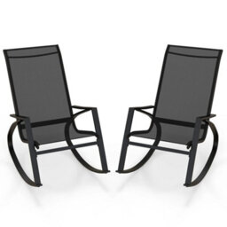 2 Pieces Outdoor Sling Fabric Rockers Patio Rocking Chairs - thumbnail 1