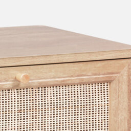 Sweeek - 4-Drawer Chest With Wood And Cane Effect Natural 48X39.5X96 Cm - Boheme - thumbnail 4