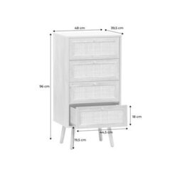 Sweeek - 4-Drawer Chest With Wood And Cane Effect Natural 48X39.5X96 Cm - Boheme - thumbnail 7