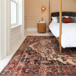 Loomed Oriental Design Cotton Chenille Rug Rust Navy Cream Machine Washable 240Cm X 330Cm - thumbnail 6