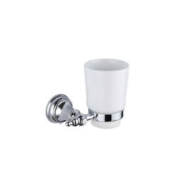 Bubly Bathrooms Chrome Astley Tumbler Holder - Wall Mounted Mild Steel Gloss Finish Modern Design - thumbnail 1