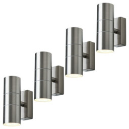 Litecraft Pack Of 4 Kenn Stainless Steel Up And Down Outdoor Ip44 Wall Lights - thumbnail 2