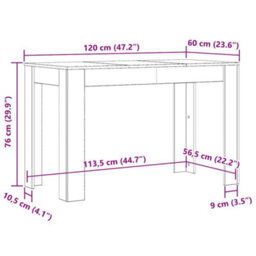 Berkfield Durable Dining Table Concrete Grey 120X60X76 Cm Engineered Wood - thumbnail 6