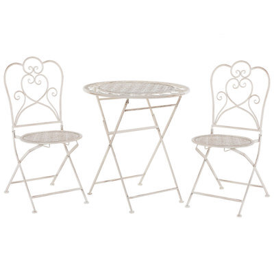 Beliani Bistro Set Folding Trieste Metal Light Beige - image 1