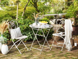 Beliani Bistro Set Folding Trieste Metal Light Beige - thumbnail 2