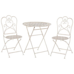 Beliani Bistro Set Folding Trieste Metal Light Beige - thumbnail 1